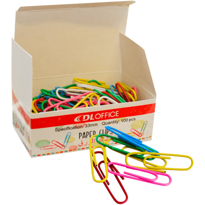 Agrafe de birou, colorate in PVC, 33 mm, DL Office, 100 buc